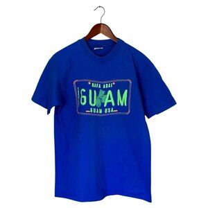 Guam Blue S/S T-Shirt Single Stitch Vintage Men's XL Hanes Cotton USA Made